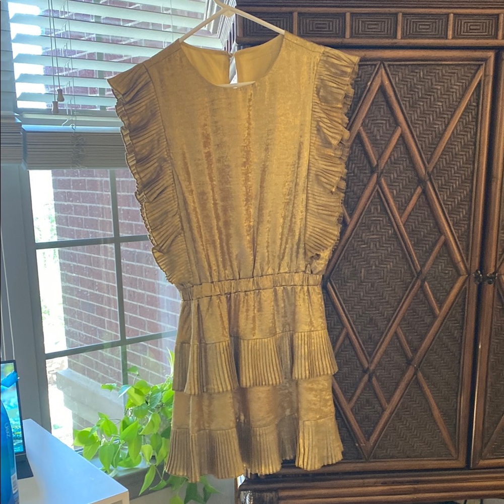 Gold Ruffled Kids Dress